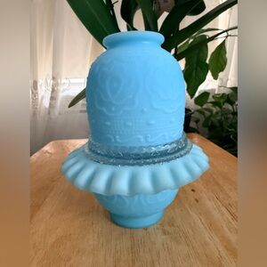 Vintage Fenton Satin Blue Fairy Lamp